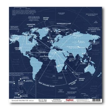 Бумага для скрапбукинга серия Вокруг Света - Карта мира