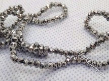 Glass beads faceted electroplating silver rondel 3x2 mm