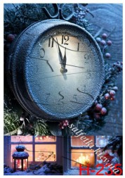 Декупажна карта - новорічний годинник Н-235, формат А4, 60 г/м2