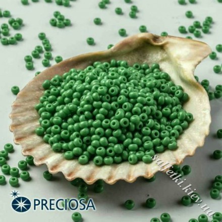 Бисер Preciosa 10/0, № 53250 Натуральный Керамика Зеленый, Круглый 10г.