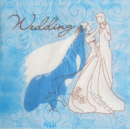 Серветка wedding блакитна 33 х 33 см (ТС4696(б))