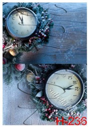 Декупажна карта - новорічний годинник Н-236, формат А4, 60 г/м2