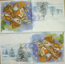 Серветка сніговик та звірі 33 х 33 см (ТС4832)