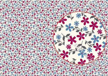 Декупажна карта - фон дрібні квіточки сірий-червоний BG107, формат А4, 60 г/м2