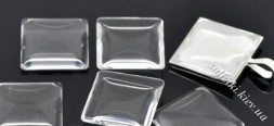 Прозрачный стеклянный кабошон квадратный 25 мм